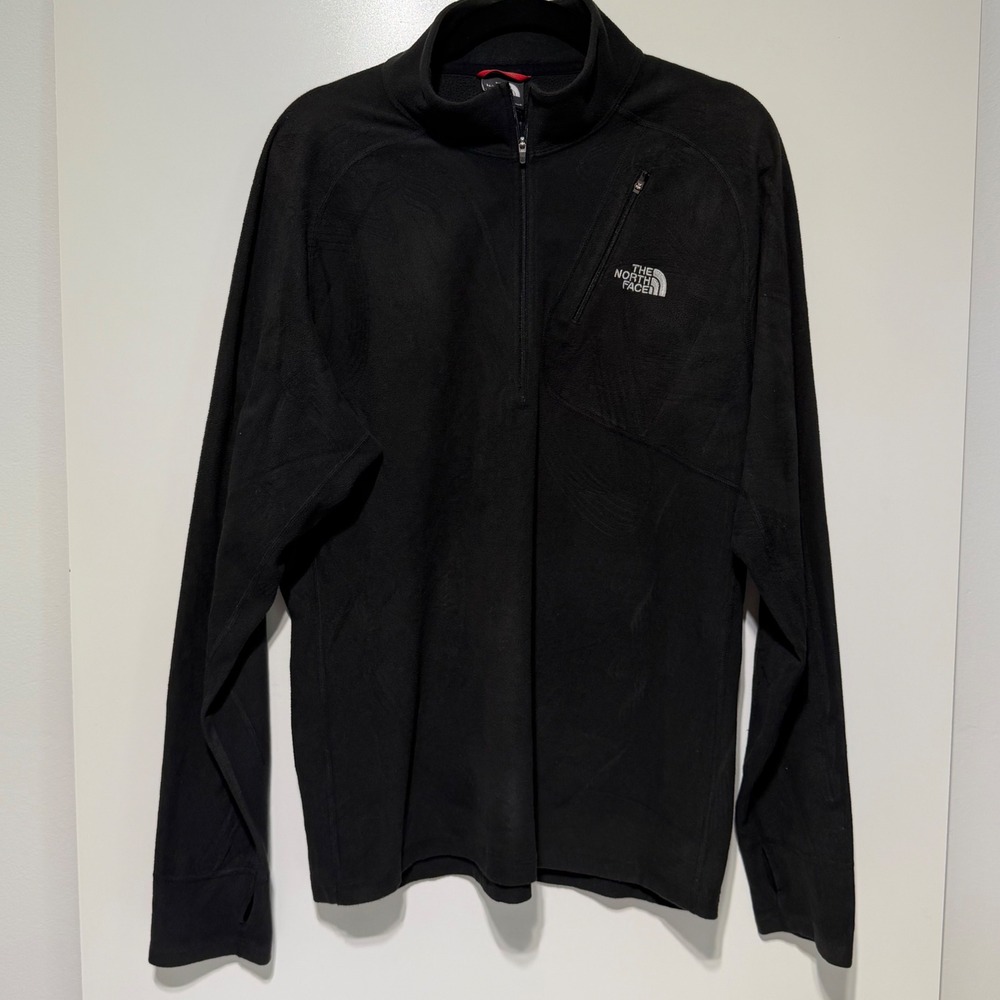 The North Face Mens TKA Glacier Quarter Zip Fleece Pullover Black XL NF0A4AJC